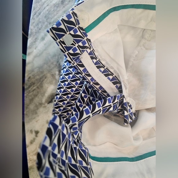 Dalia Collection Women’s Blue Geometric Print Capri Size 8 Cotton Blend - Picture 3 of 9